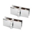 thumbnail image 4 of 2 Pcs Silver Bathroom Shower Glass Door Hinges Cabinet Hardware Clamp Hinge Set, 4 of 8