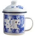 thumbnail image 1 of MOVTOTOP Enamel Mug Enamel Camping Coffee Mug Reusable Enamel Blue And White Porcelain Cup, 1 of 8