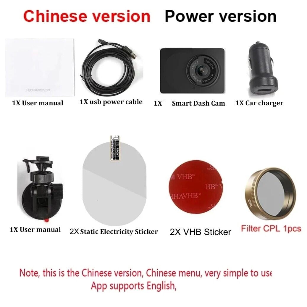 OEM YI Smart Dash Cam pour Voiture Écran 2.7 Full HD 1080P version Chinoise Anglais
