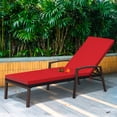 thumbnail image 3 of Costway Patio Rattan Lounge Chair Chaise Recliner Back Adjustable Cushioned Garden Red, 3 of 8