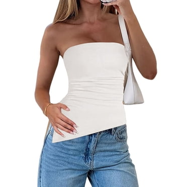 Womens Tube Top Summer Strapless Tops White XL