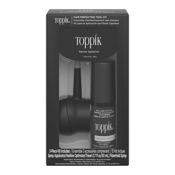 Toppik Trousse d’outils avec applicateur en vaporisateur, optimiseur de ligne capillaire et vaporisateur Fiber Hold, ensemble de 3 pièces