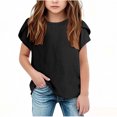thumbnail image 1 of Yanlir 2025 Chemises d'Été pour Enfants Manches Raglan T-Shirt Graphique à Manches Courtes Haut à Col Rond T-Shirt pour Filles Tee Ample Décontracté Hauts (Noir, 12 Ans), 1 of 4