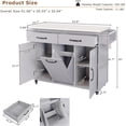 thumbnail image 4 of Farmhouse Kitchen Island with Trash Can Storage Cabinet, Kitchen Cart with Drop Leaf, Spice Rack, Towel Rack and Drawer, Rolling Kitchen Island on Wheels with Adjustable Shelf (Grey), 4 of 9