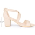 thumbnail image 2 of BLISSFUL STEP Women's Solid Color Open Toe Cross Strap Mid Chunky Heel Sandals, 2 of 7