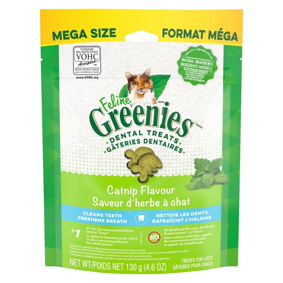 Gâteries dentaires pour chats adultes Greenies, saveur d'herbe à chat
