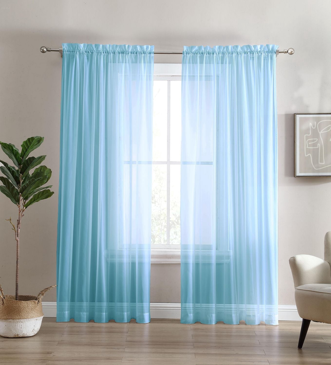 Swift Home Sheer Window Panel Curtain- 2 Pack