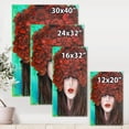 thumbnail image 4 of Designart Portrait Of A Young Woman With Red Flowers Canvas Wall Art, 4 of 4