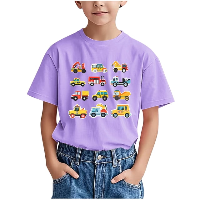 WRKEKC T-Shirts d'Été pour Garçons, T-Shirts Décontractés pour Garçons, T-Shirts Polyvalents Décontractés à Manches Courtes pour Enfants avec Motif Imprimé et Col Rond