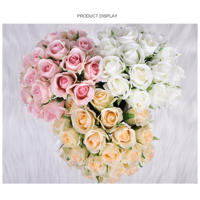 Fleurs Artificielles Faux Roses Arrangements de Mariage Bouquets de Table de Mariage 20 Têtes à Main pour Arrangements Table de Mariage Centres de Table Maison Partie Rouge