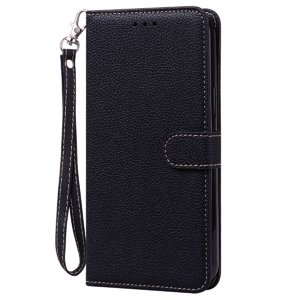 for Samsung Galaxy S21 Wallet Case, Premium PU Leather Magnetic Flip Phone Cover with Wrist Strap Kickstand  Card Slots Case for Samsung Galaxy S21 6.2 Inch,Black