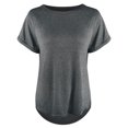 thumbnail image 1 of LUXUR T-Shirt pour Femme à Manches Courtes T-Shirt Haut Uni Blouse Décontractée Col Rond Gris G, 1 of 2