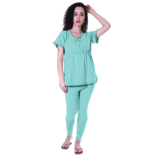 Moomaya Ensemble de Nuit pour Femmes Pyjama en Coton Tenue de Sommeil 2 Pcs Chemises de Nuit