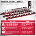 thumbnail image 4 of Magnetic Socket Organizer Set, 1/2", 1/4" and 3/8" SAE & Metric Deep & Shallow Socket Holder Kit, Holds 40 Stanard Sockets, Attaches to Steel Box/Tool Cart, 4 of 11