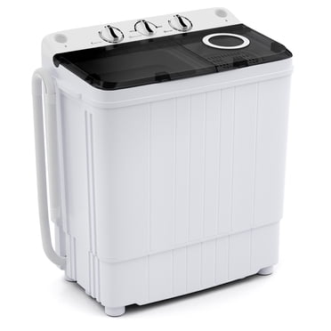 Costway Machine à Laver Portable 17,6 Lb à Deux Cuves avec Pompe de Vidange Gris