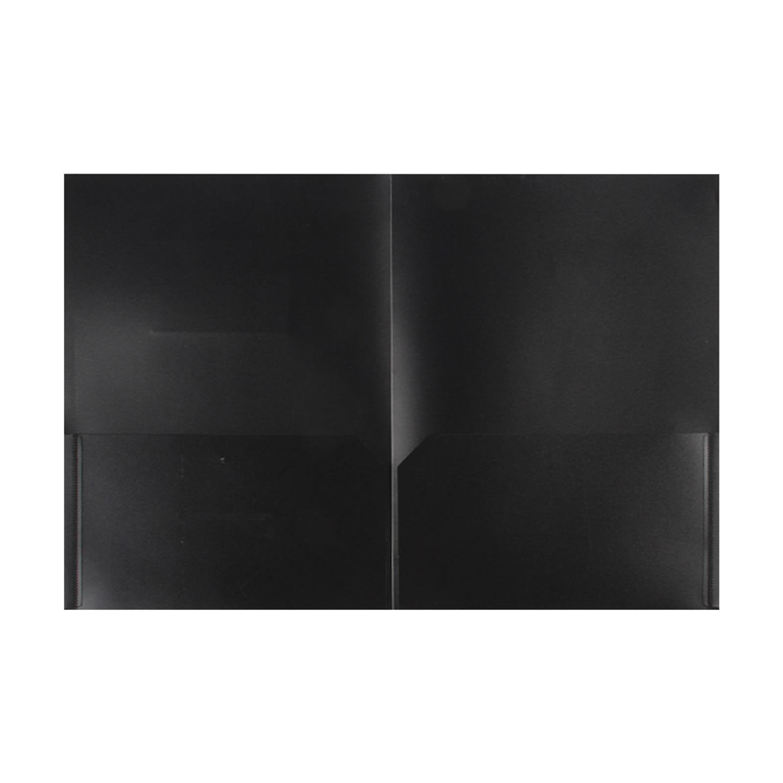 ZTTD 1Pc Two Pocket Plastic Folders, 2 Pocket Plastic Folders with Label Pocket, Plastic Folders with Pockets and Business Card Slot, Aesthetic File Folders, Letter Size, Black