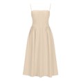 thumbnail image 4 of Gspmoly Robes d'Été pour Femmes, Mode pour Femmes Couleur Unie Style Dopamine Bretelle d'Épaule Bretelles Ajustables Robe à Poches Robe à Bretelles Col Rond Robes de Soirée pour Femmes Liquidation, 4 of 5