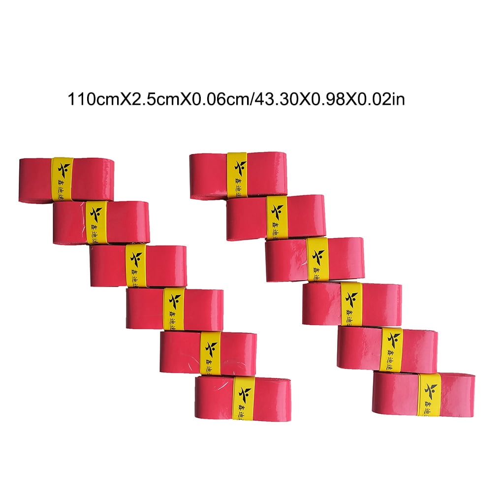Lot de 12 Bandeaux de Raquette de Badminton Extérieur Intérieur Prise de Tennis Anti-Choc Bandeaux Anti-Transpiration Absorption de la Sueur Poignée Accessoires d'Équipement Rouge