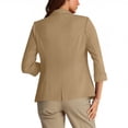 thumbnail image 3 of HongQid Women's Casual Single Button Front Blazer Ruched 3/4 Sleeve Notched Lapel Office Lightweight Blazers with Pockets, 3 of 4