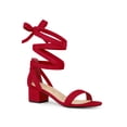 thumbnail image 1 of BLISSFUL STEP Sandales Habillées à Talon Bloc à Bout Ouvert à Lacets pour Femmes Rouge 8, 1 of 8