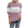 thumbnail image 1 of IROINID Chandail à Col Rond pour Femmes, Bloc de Couleur, Décontracté, Mi-Long, Manches Longues, Haut Assorti, Blouse Tricotée, 1 of 8