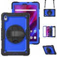 thumbnail image 1 of Case for Lenovo Tab K10 10.3 Inch / M10 FHD Plus 2020 2nd Gen with Screen Protector, 360 Degree Rotating Kickstand Hand Strap Heavy Duty Shockproof Cover with Shoulder Strap, Dark Blue PC, 1 of 7