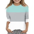 thumbnail image 2 of Splozh T-Shirts à Manches Longues pour Filles, T-Shirt Décontracté à Col Rond à Manches Trois Quarts pour Fille, Haut Basique Régulier à Manches 3/4, Gris Pâle, 10-11 Ans, 2 of 5