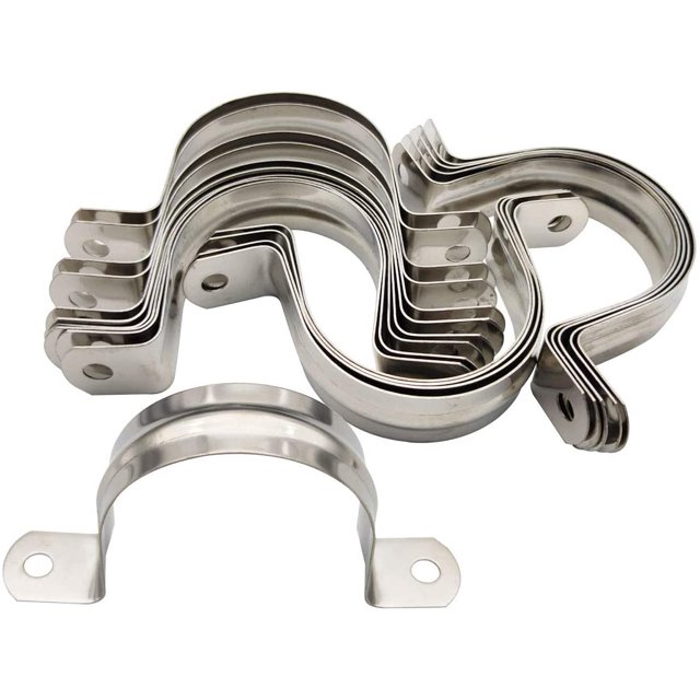 20Pcs Two Hole Strap U Bracket Tube Strap Tension Clips 304 Stainless Steel Rigid Pipe Strap Fit for 2 inch Pipes(M40)