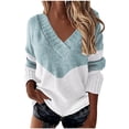 thumbnail image 2 of PEONAVET Chandail Sans Manches Femme Mode Automne Hiver Tricoté Ample Blouse à Manches Longues Chandail à Col en V, 2 of 5