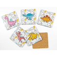 thumbnail image 2 of Inkdotpot Set of 6 Drink Coasters DecorativeNon,SlipCork Base4-inch Square PrintedCoastersEasy Clean- Dinosaur Animal, 2 of 8