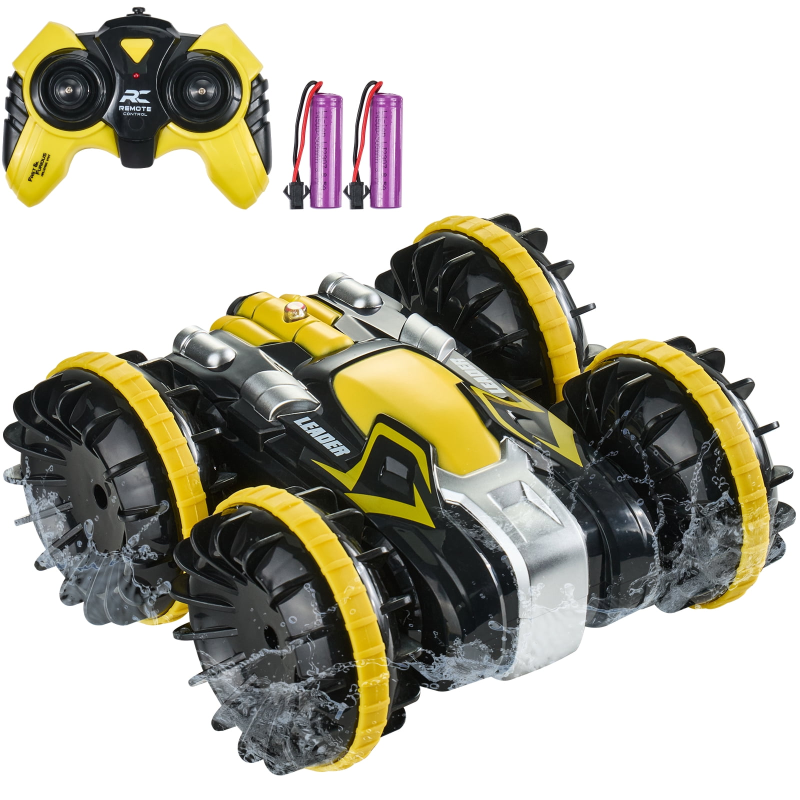 VEVOR Amphibious Remote Control Car Boat 2.4 GHz 4WD RC Boat Kids Adults Yellow