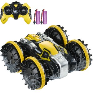 VEVOR Amphibious Bateau de voiture à télécommande 2.4 GHz 4WD RC Bateau Enfants Adultes Jaune