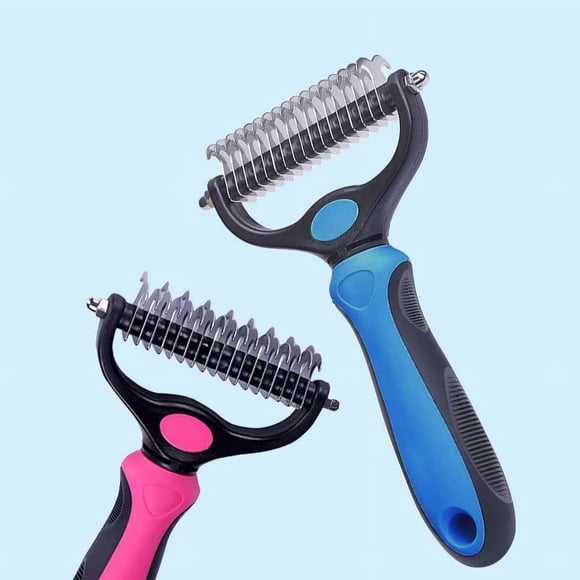 Birdeem Pet Grooming Tool- 2 Sided Undercoat Rake for Dogs &Cats-Safe and Effective Dematting Comb for Mats&Tangles Removing-No More Nasty Shedding or Flying Hair Green,17.5X9.5Cm(17+9 Blade)