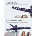 thumbnail image 4 of SONGMICS Clothes Drying Rack, 59-Inch Folding Laundry Drying Rack with 3 Rotatable Arms for Hangers, 4 Legs, Stainless Steel, for 27 Pieces of Clothes, Blue and Silver, 4 of 7