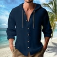 thumbnail image 3 of Chemise à Manches Longues pour Homme, Décontractée, Unie, Cardigan de Vacances, Chemises à Capuche, Hauts, 3 of 5