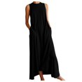 thumbnail image 2 of Aqestyerly Robe d'Été Sans Manches à Col Rond pour Femme, Robe de Mode Décontractée Unie pour le Quotidien, les Voyages et la Détente HWRETIE, 2 of 4