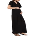 thumbnail image 4 of Robe de Maternité à Manches Courtes pour Femmes, Couleur Unie, Col en V, Robe Longue Décontractée, 4 of 6