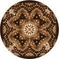 thumbnail image 1 of Ahgly Company Tapis d'Intérieur Ronds Transitionnels Noirs et Bruns Lavables à la Machine, 8 Pieds Rond, 1 of 7