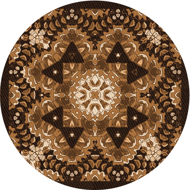 Ahgly Company Tapis d'Intérieur Ronds Transitionnels Noirs et Bruns Lavables à la Machine, 8 Pieds Rond