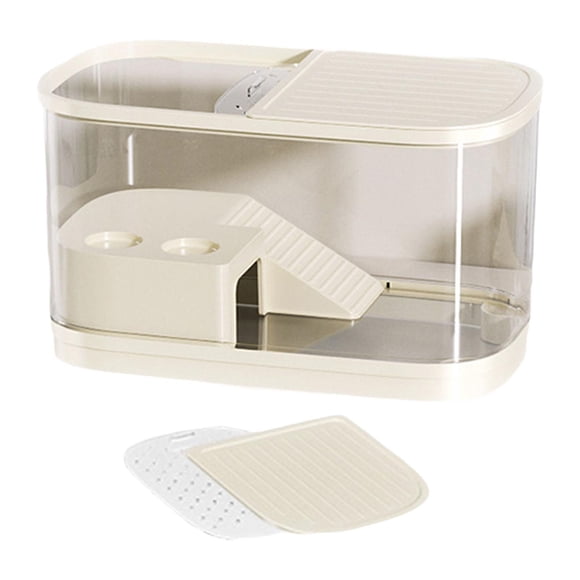 Bunblic Réservoir Tortue avec Couvercles Multifonction avec Plateforme pour Léopard Gecko Scorpion Beige Moyen