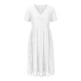 thumbnail image 4 of Gspmoly Robes pour Femmes, Robe à Col en V de Printemps/été pour Femmes, Mode Décontractée Unie en Dentelle à Manches Courtes, Robes de Soirée pour Femmes jusqu'à 65 % de Rabais, 4 of 6