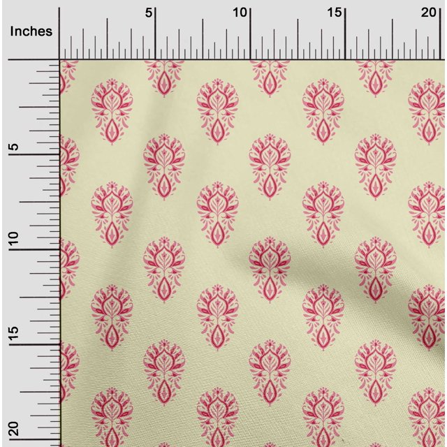 oneOone Cotton Flex Fabric Floral Block Print Fabric BTY 40 Inch Wide