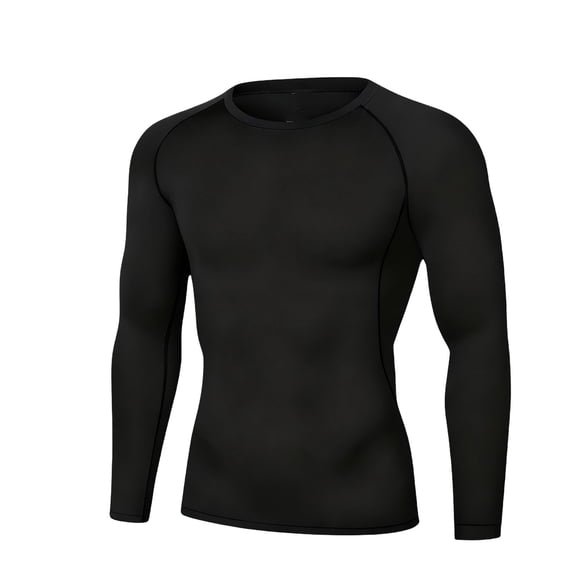 Ziynglg Chemises pour Hommes Couleur Unie Ajustées Haute Élasticité Col Rond Manches Longues T-Shirt de Sport pour Hommes