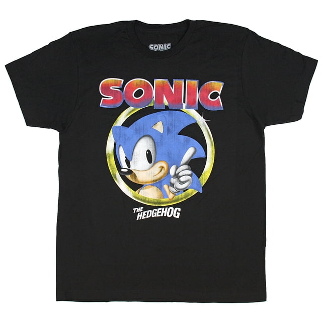 Sonic The Hedgehog Pointing Finger Sega Video Game Men's T-Shirt (XX-Large)