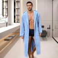 thumbnail image 2 of Men's Bathrobe with Hood, Soft Long Towel Robe for Men - Super Absorbent Quick Dry yet Warm, 2 of 6