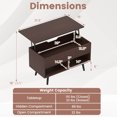 thumbnail image 3 of Costway Table Basse Relevable de 31,5 Pouces Table Moderne avec Compartiment Caché et Pieds en Bois pour la Maison Brun, 3 of 10