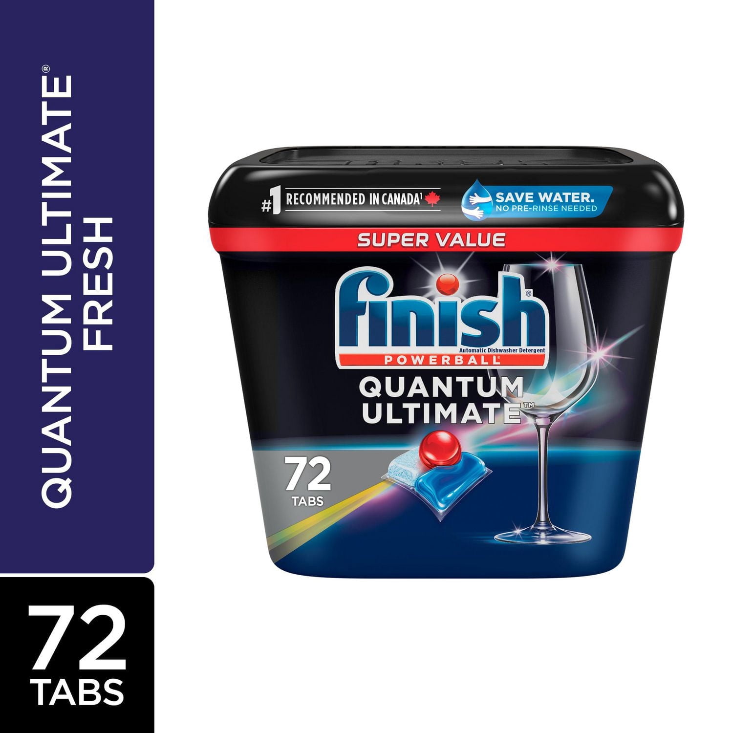 Finish® Quantum Ultimate® Dishwasher Detergent Pods, No pre sinse needed, For Deep clean & sparkling shine, 72 Tablets