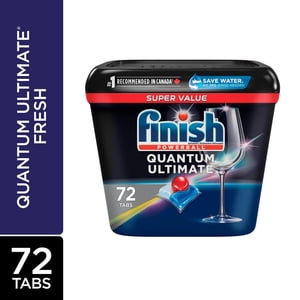 Finish® Quantum Ultimate® Dishwasher Detergent Pods, Pas de pré-pisse nécessaire, Pour Deep clean & brillance pétillante, 72 Comprimés