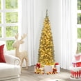 thumbnail image 1 of Gymax 5 ft Pre-Lit Artificial Christmas Tree Slim Pencil Xmas Tree Holiday Party Decor, 1 of 10