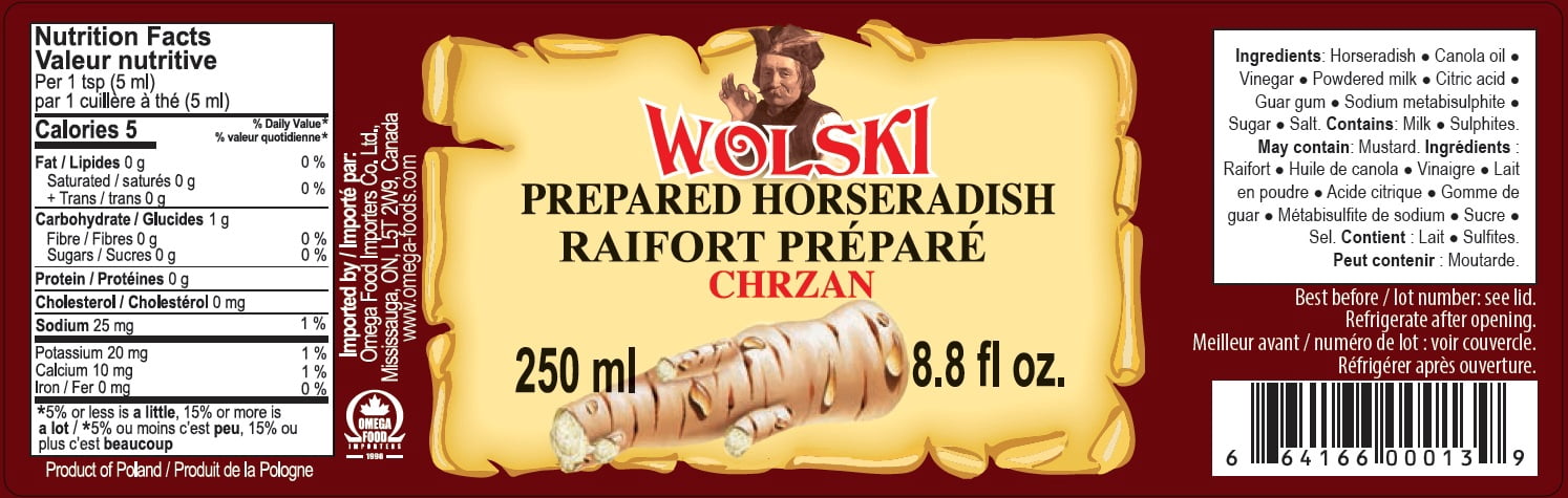 Wolski Prepared Horseradish, Glass Jar